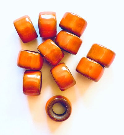 Porcelain Pony Beads, Large Hole - Tangerine