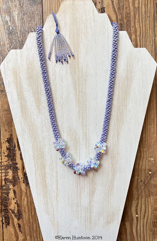 "8/0 Beaded Pip Cluster Necklace Kit" - Lilac & Crystal