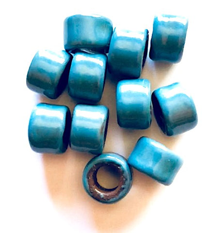 Porcelain Pony Beads, Large Hole - Turquoise