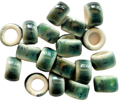 Porcelain Pony Beads, Large Hole - Azure
