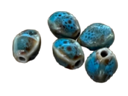 Glazed Ceramic Quad Beads, 9.5mm, 2.5mm hole; 5/pkg