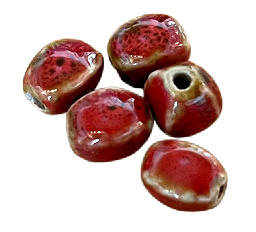 Glazed Ceramic Quad Beads, 9.5mm, 2.5mm hole; 5/pkg