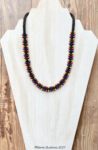 Edge Bead Necklace Kit - Black with Cobalt, Mustard & Brick Beads