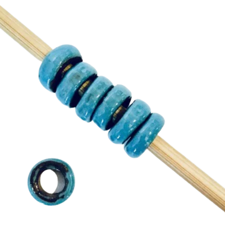 Porcelain Cheerio Beads, Large Hole - Turquoise